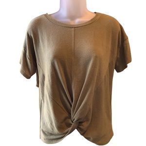 ALYA Top Moss Green Short Sleeve Ballet Waist Soft Texture Fabric Size Medium